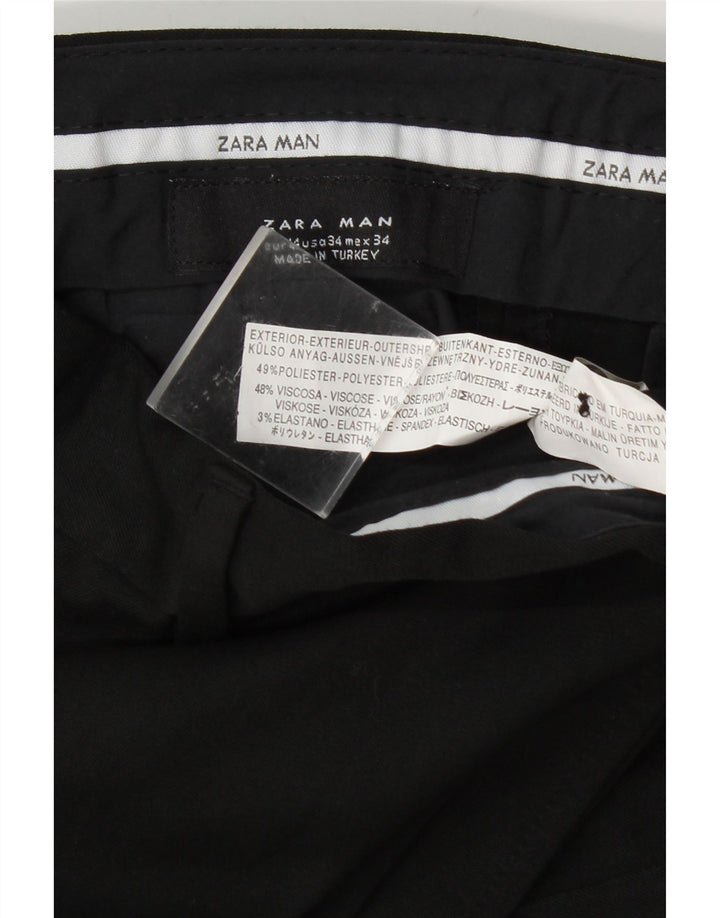 Zara Straight Suit Bukser til mænd EU 44 Large W34 L32 Sort Polyester