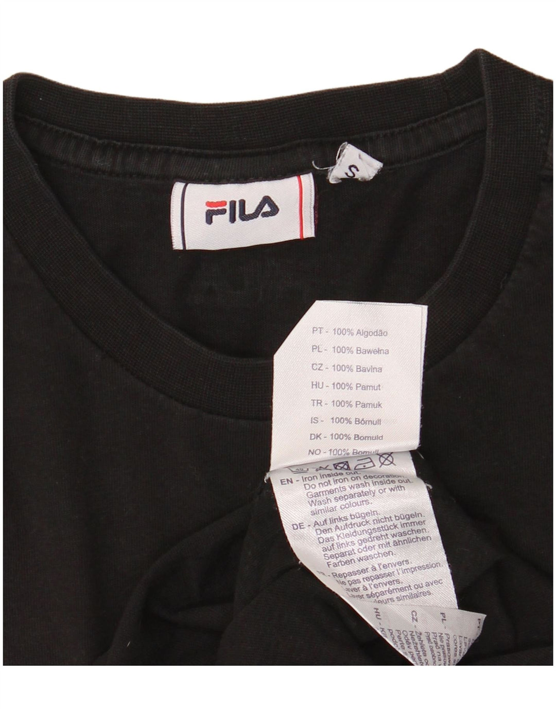 Fila Mens Graphic T-Shirt Top Small Black Cotton