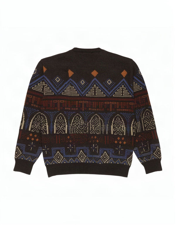 vintage Mens Crew Neck Jumper Sweater IT 54 XL Multicolore Géométrique