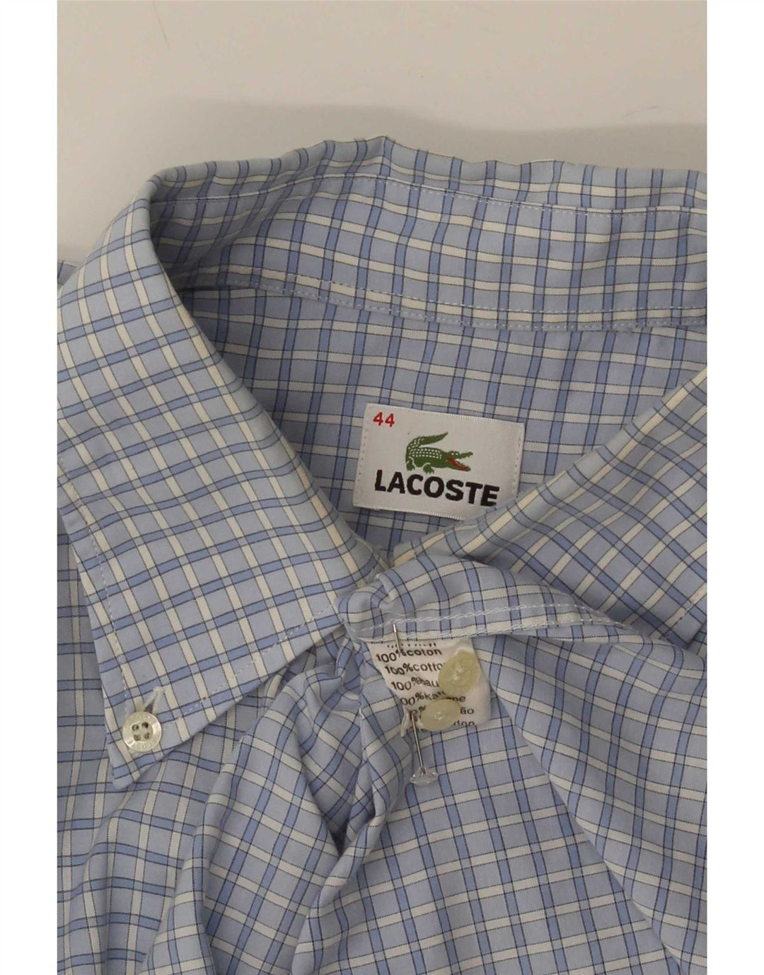 Cămașă pentru bărbați Lacoste Mărimea 44 XL Bumbac Vichy albastru