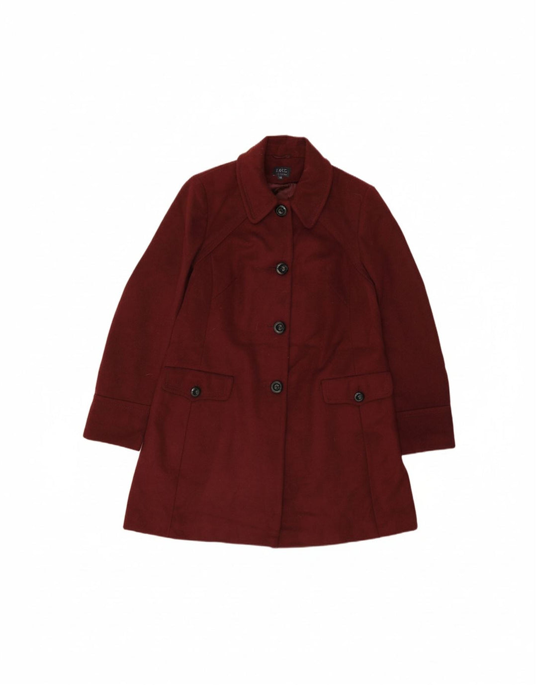 MARKS & SPENCER Womens Overcoat UK 12 Medium Burgundy Polyester