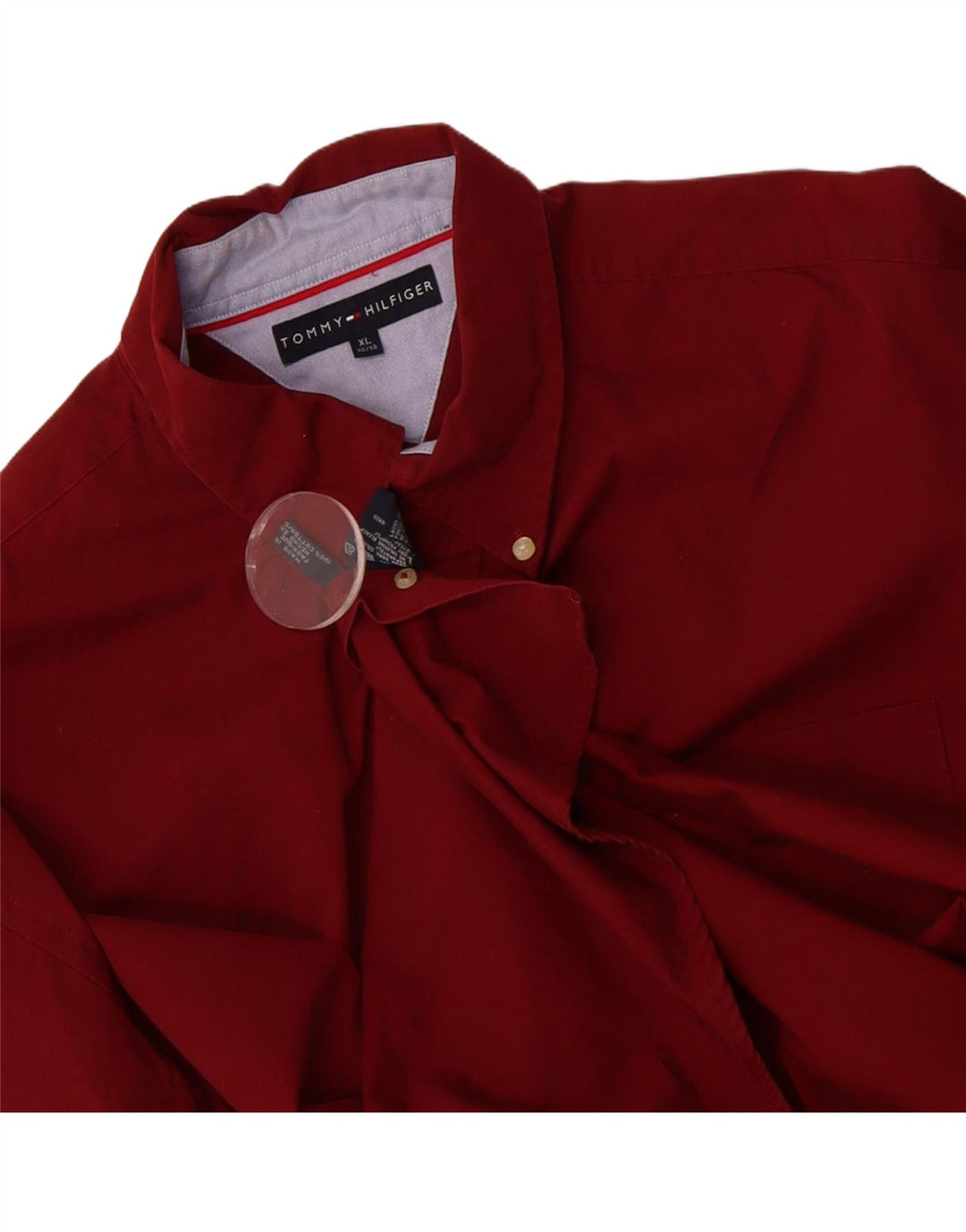 TOMMY HILFIGER Mens Shirt XL Burgundy Cotton Vintage Tommy Hilfiger and Second-Hand Tommy Hilfiger from Messina Hembry 