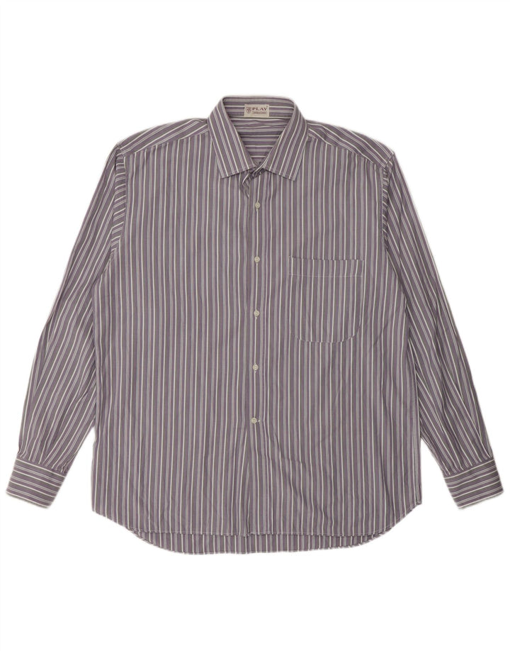 PLAY Mens Shirt Size 41 16 Large Purple Striped Cotton