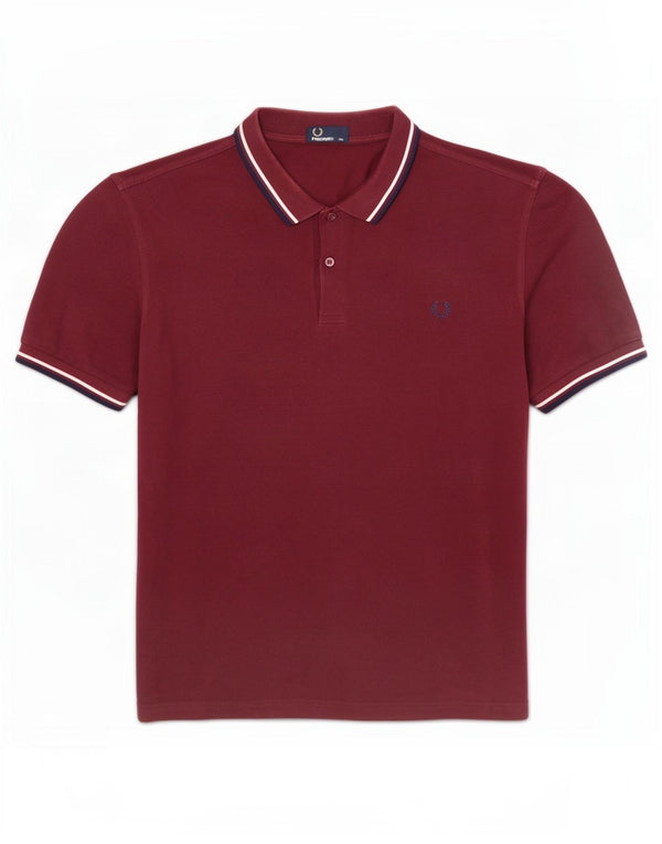 Camisa polo masculina Fred Perry 2XL algodão listrado cor de vinho
