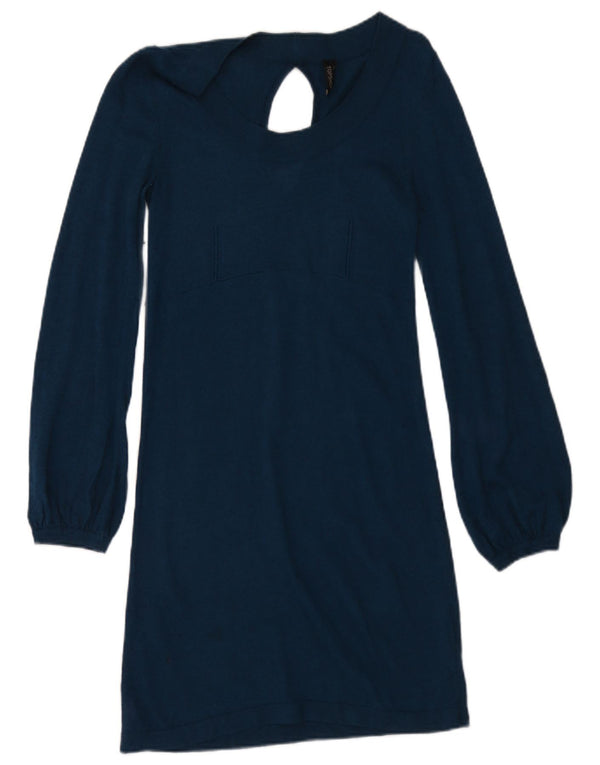 Topshop Womens Long Sleeve Jumper Dress UK 10 Small Navy Blue Acrylic