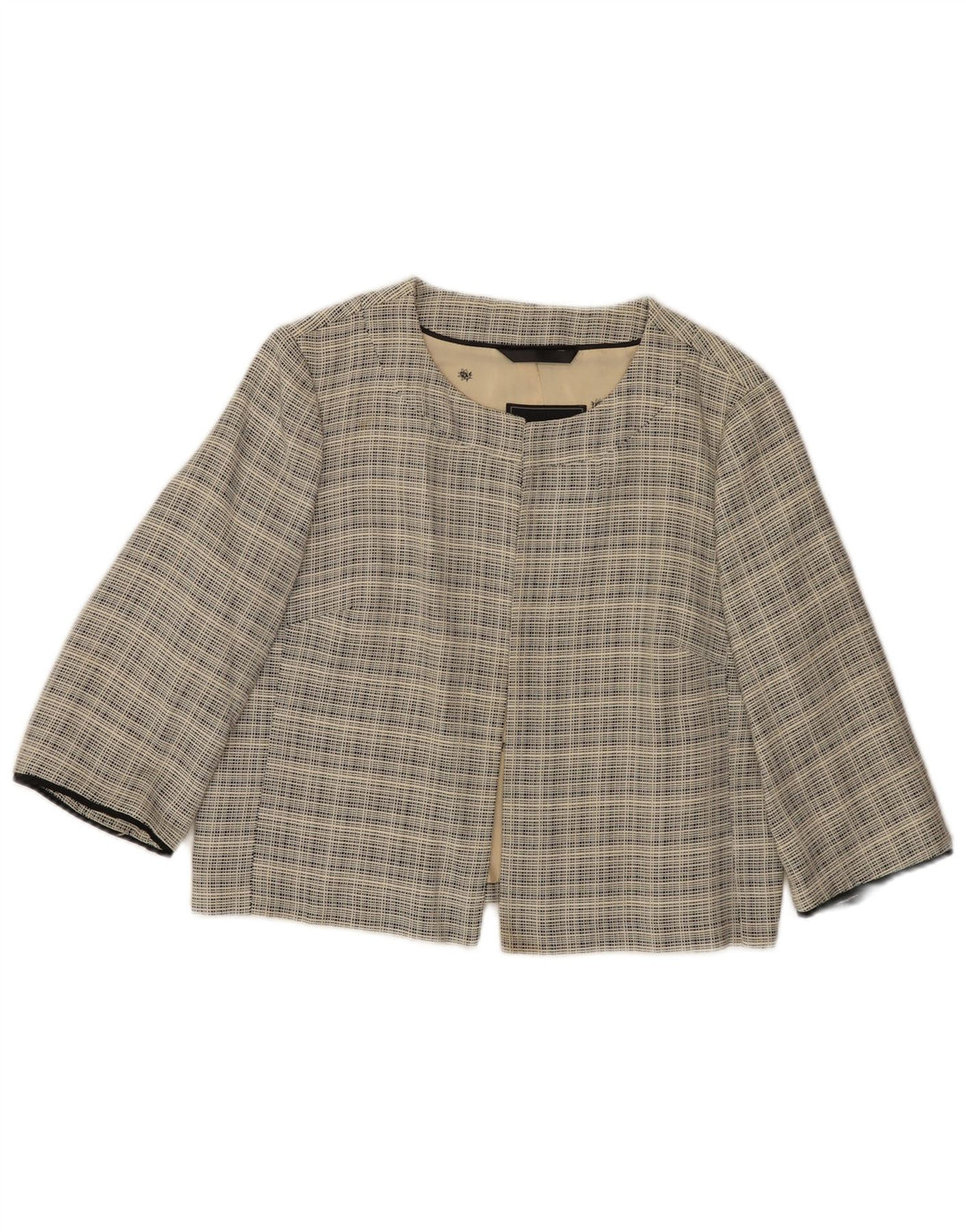 Giacca Bolero da donna con maniche a 3/4 COAST UK 12 Lana a quadri beige medio