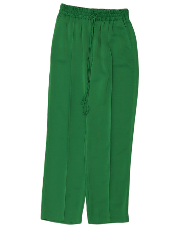 Zara Womens Straight Casual Trousers Small W26 L28 Green Polyester