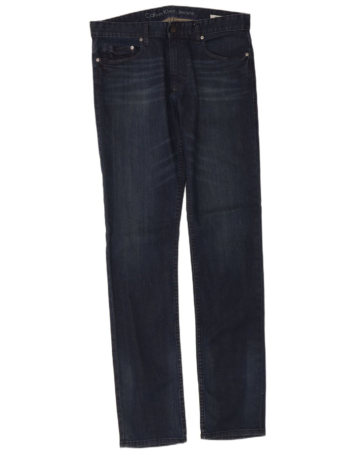 Calvin Klein Womens Slim Jeans W32 L34 Navy Blue Cotton