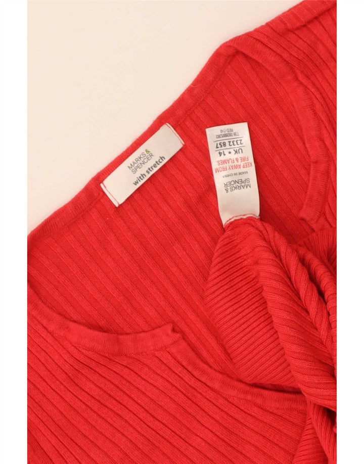 Marks & Spencer Womens T-Shirt Top UK 14 Medium Red Viscose
