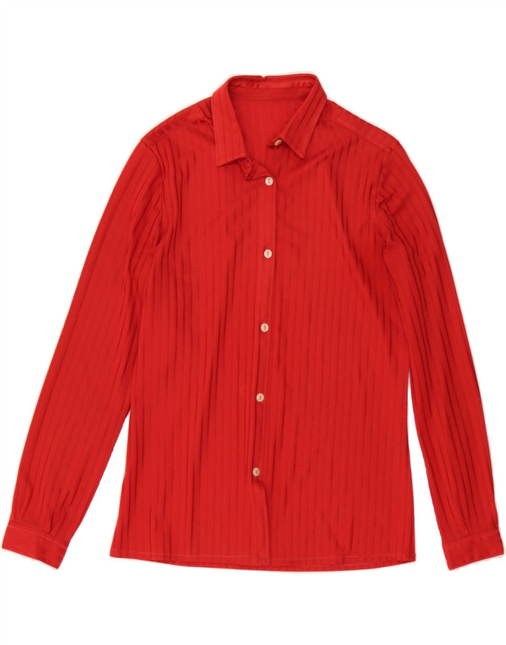 VINTAGE Womens Shirt Blouse UK 12 Medium Red Striped Vintage Vintage and Second-Hand Vintage from Messina Hembry 