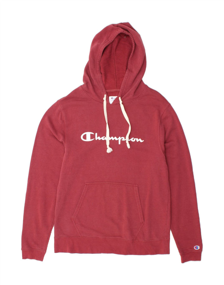 CHAMPION Mens Graphic Hoodie Jumper Medium Red Vintage Champion and Second-Hand Champion from Messina Hembry 