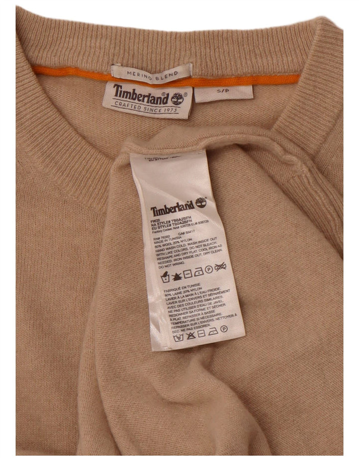 TIMBERLAND Mens Crew Neck Jumper Sweater Small Beige Wool