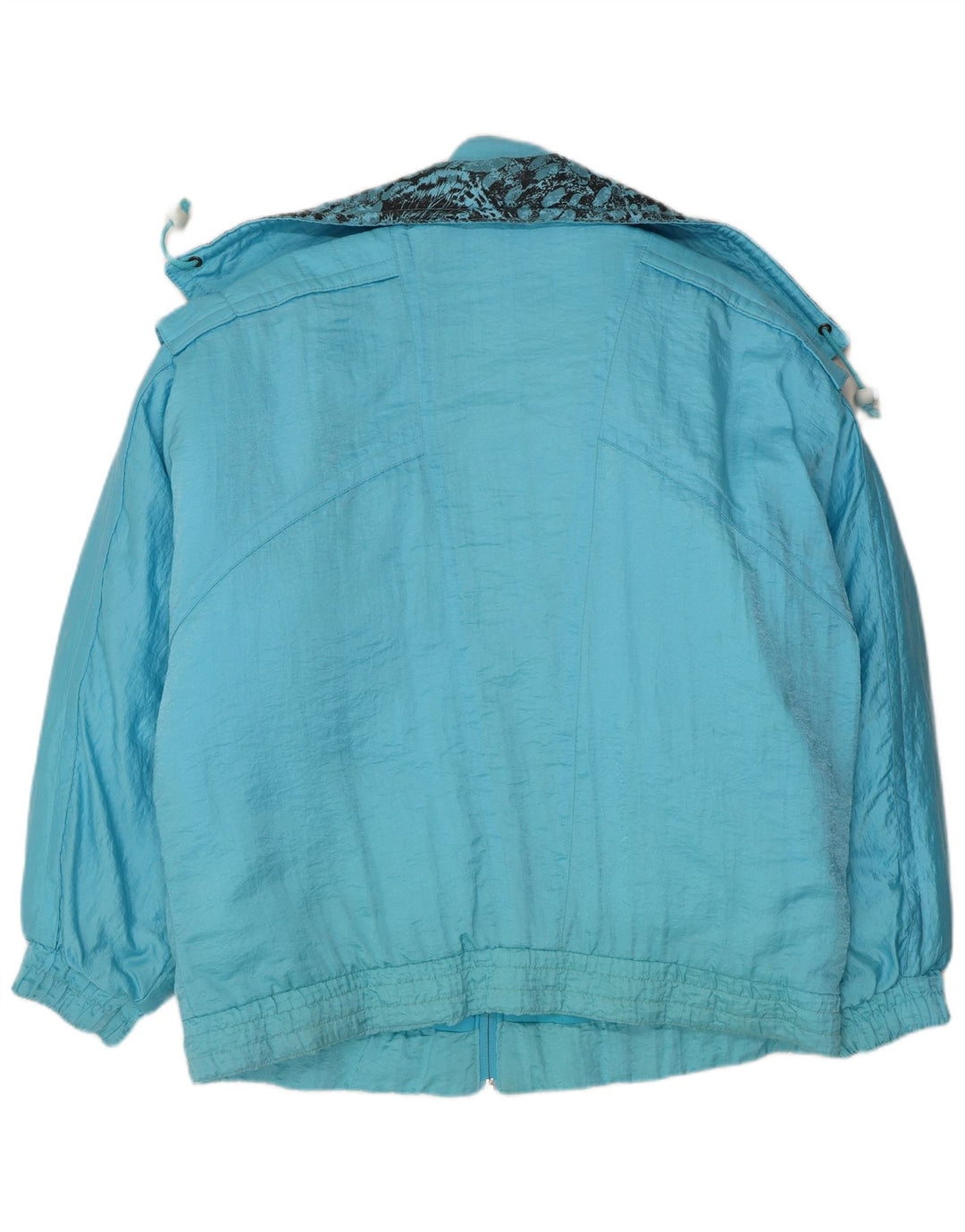 PERALP Womens Oversized Windbreaker Jacket US 12 Large Blue Animal Print