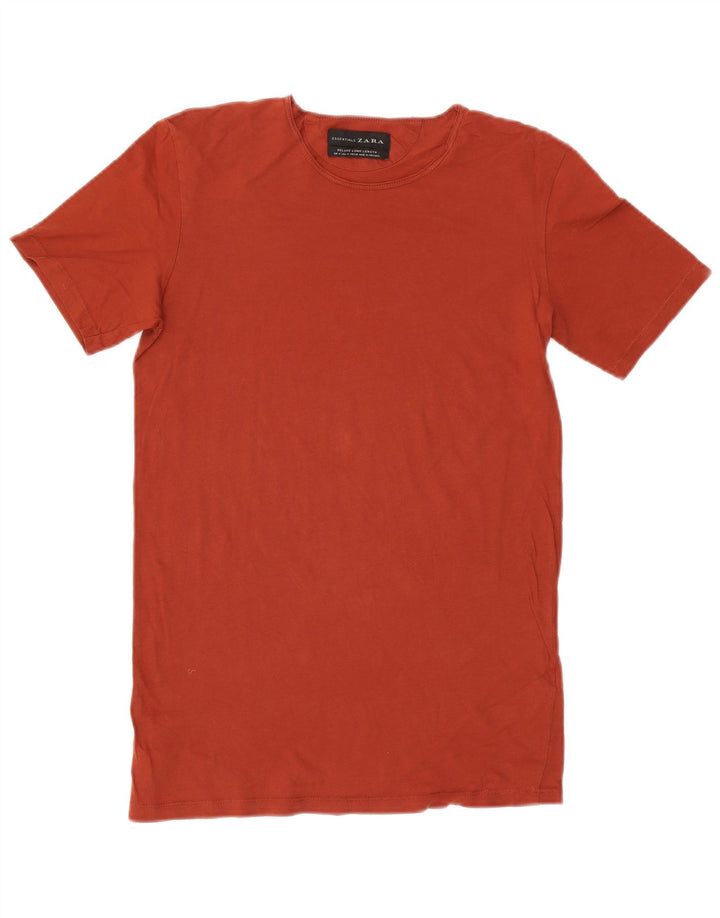 T-shirt lunga da donna Zara UK 14 cotone rosso medio