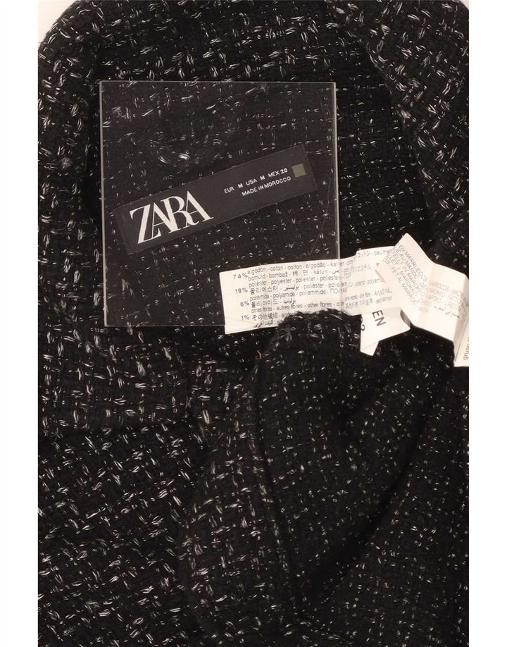 Zara Kvinder Oversized Utility Jacket UK 14 Medium Black Ternet Bomuld