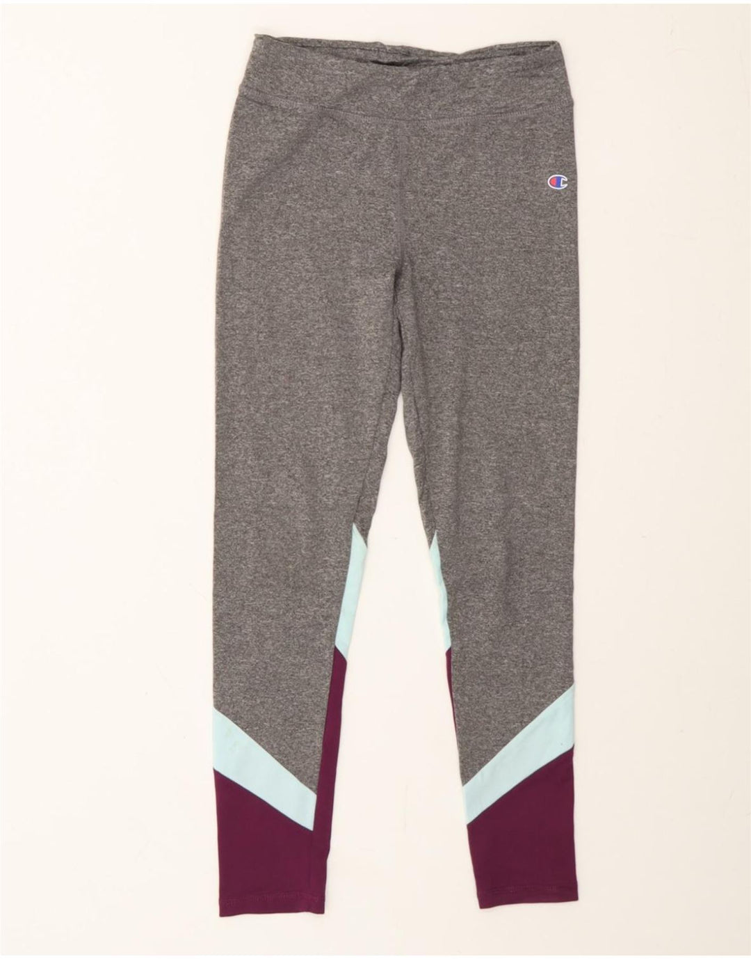 CHAMPION Girls Leggings 10-11 Years Grey Colourblock Polyester Vintage Champion and Second-Hand Champion from Messina Hembry 