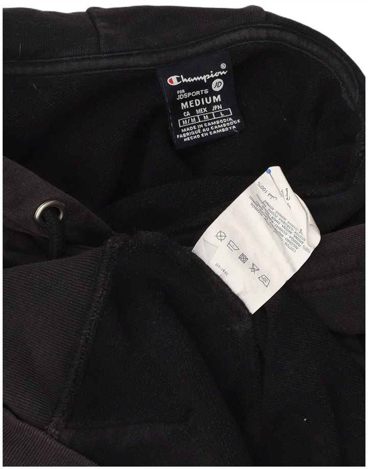 Champion Mens Graphic Hoodie Jumper Medium Black Cotton