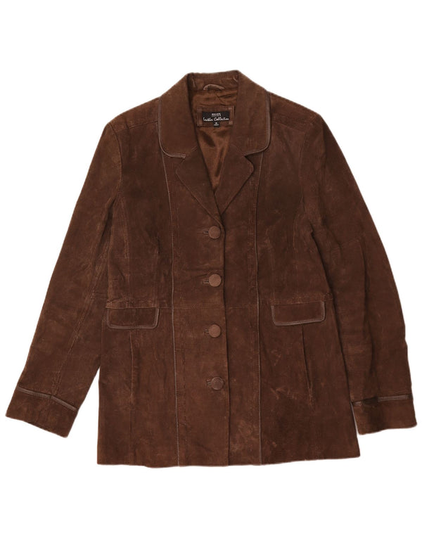 Cappotto in pelle scamosciata da donna Wallace Sacks UK 14 Grande pelle marrone
