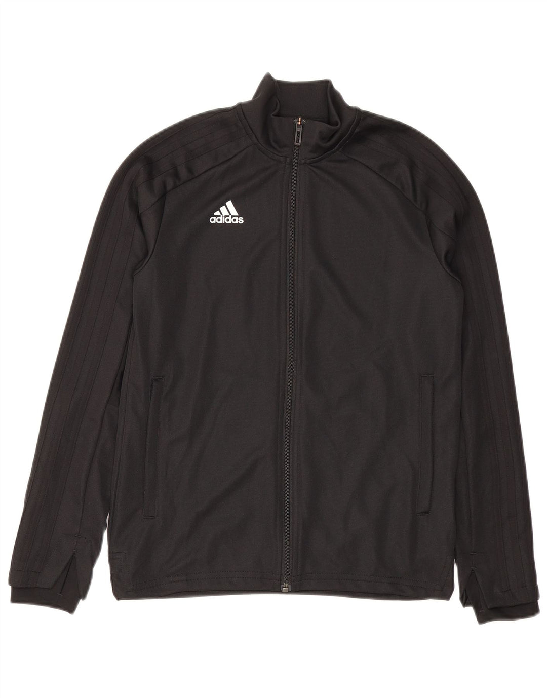 Adidas Girls Tracksuit Top Jacket 11-12 Years Black Polyester