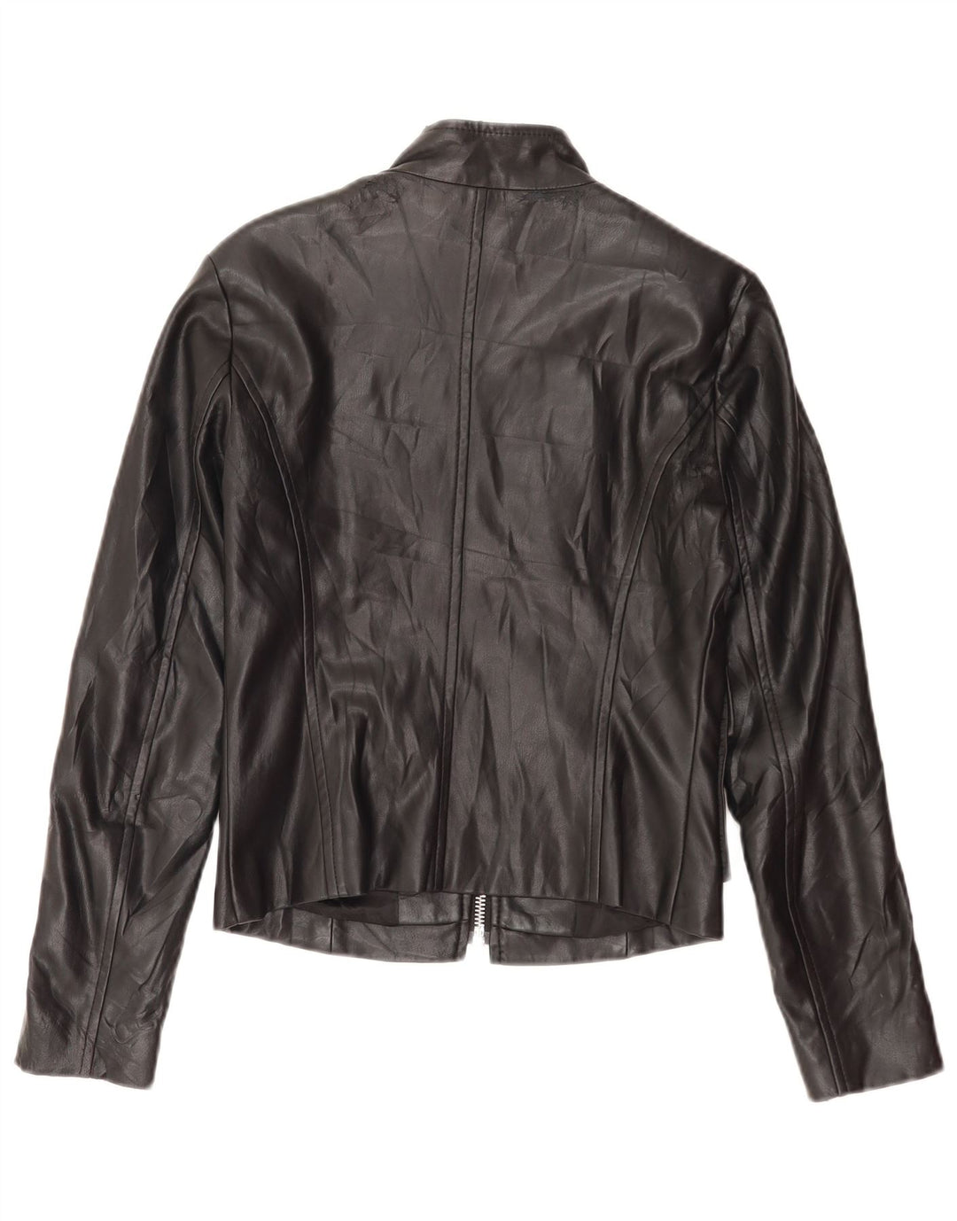 Benetton Veste en simili cuir pour femme UK 8 Small Noir Polyester