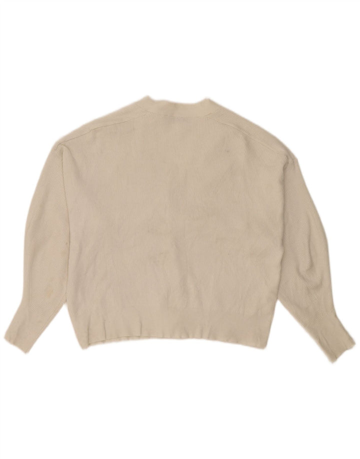 Zara Womens Oversized Cardigan Sweater UK 16 Large Off White Viscose