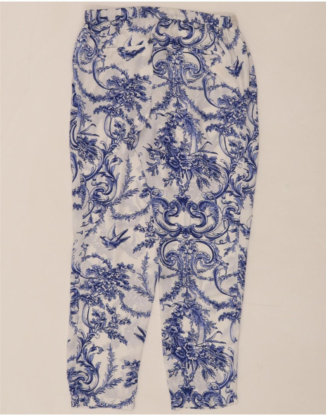 ZARA Womens Slim Chino Trousers Medium W28 L26 Blue Floral Polyester Vintage Zara and Second-Hand Zara from Messina Hembry 