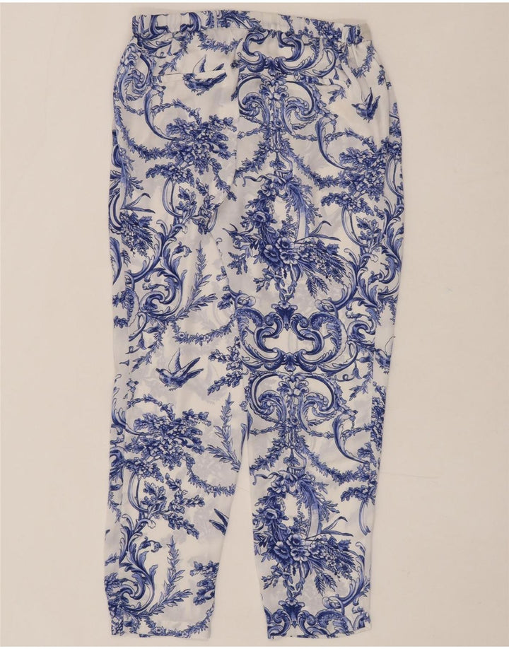 ZARA Womens Slim Chino Trousers Medium W28 L26 Blue Floral Polyester Vintage Zara and Second-Hand Zara from Messina Hembry 