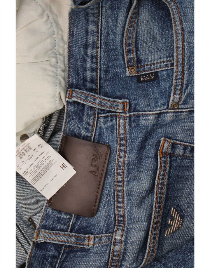 Armani Mens Straight Jeans W36 L32 Blue Cotton