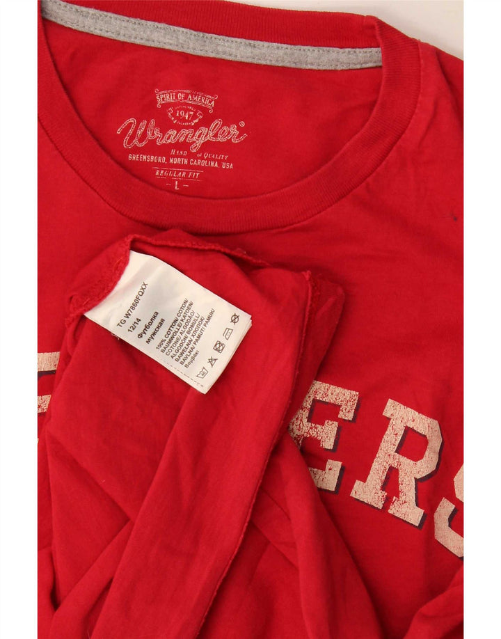 Wrangler Mens Regular Fit Graphic T-Shirt Top Large Red Cotton