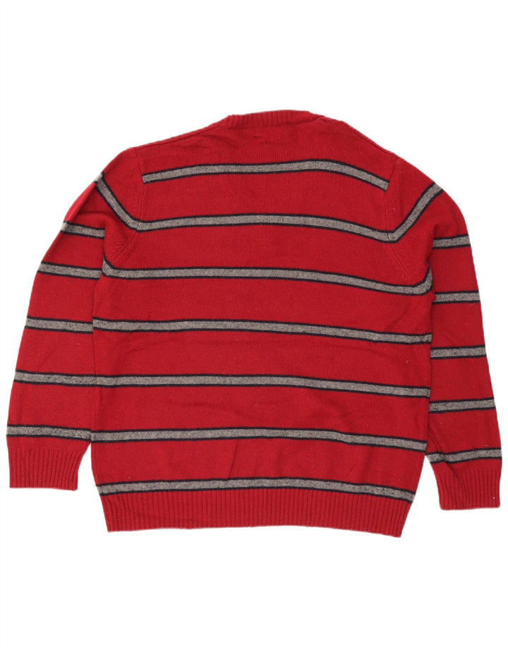 Marks & Spencer Mens Blue Harbour V-Neck Jumper Sweater Large Red Striped