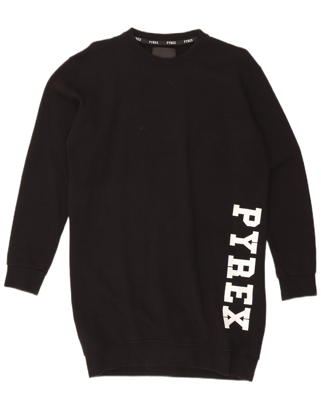 Pyrex Womens Oversized Sweatshirt Jumper Dress UK 10 Small Black Cotton