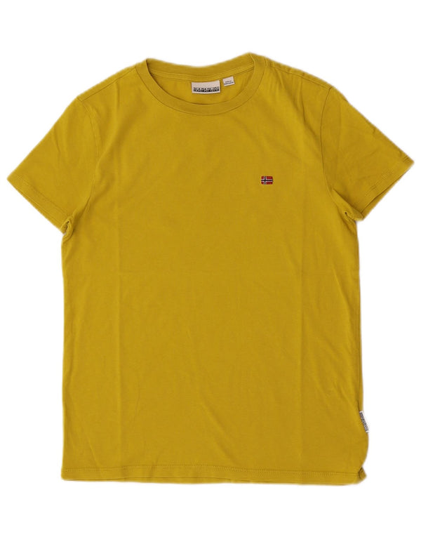 Napapijri Boys T-Shirt Top 11-12 Years Yellow Cotton