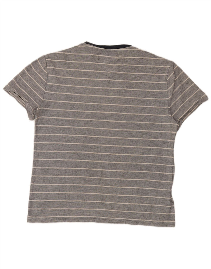 Penguin Herre T-Shirt Top Medium Grå Stribet Bomuld