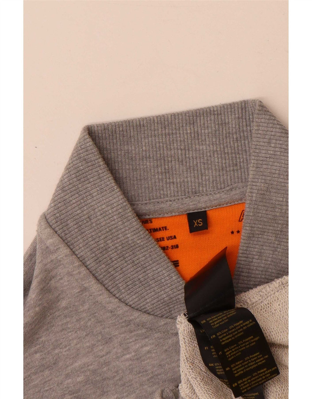 Alpha Industries Mens Tracksuit Top Jacket XS Grey Flecked Cotton