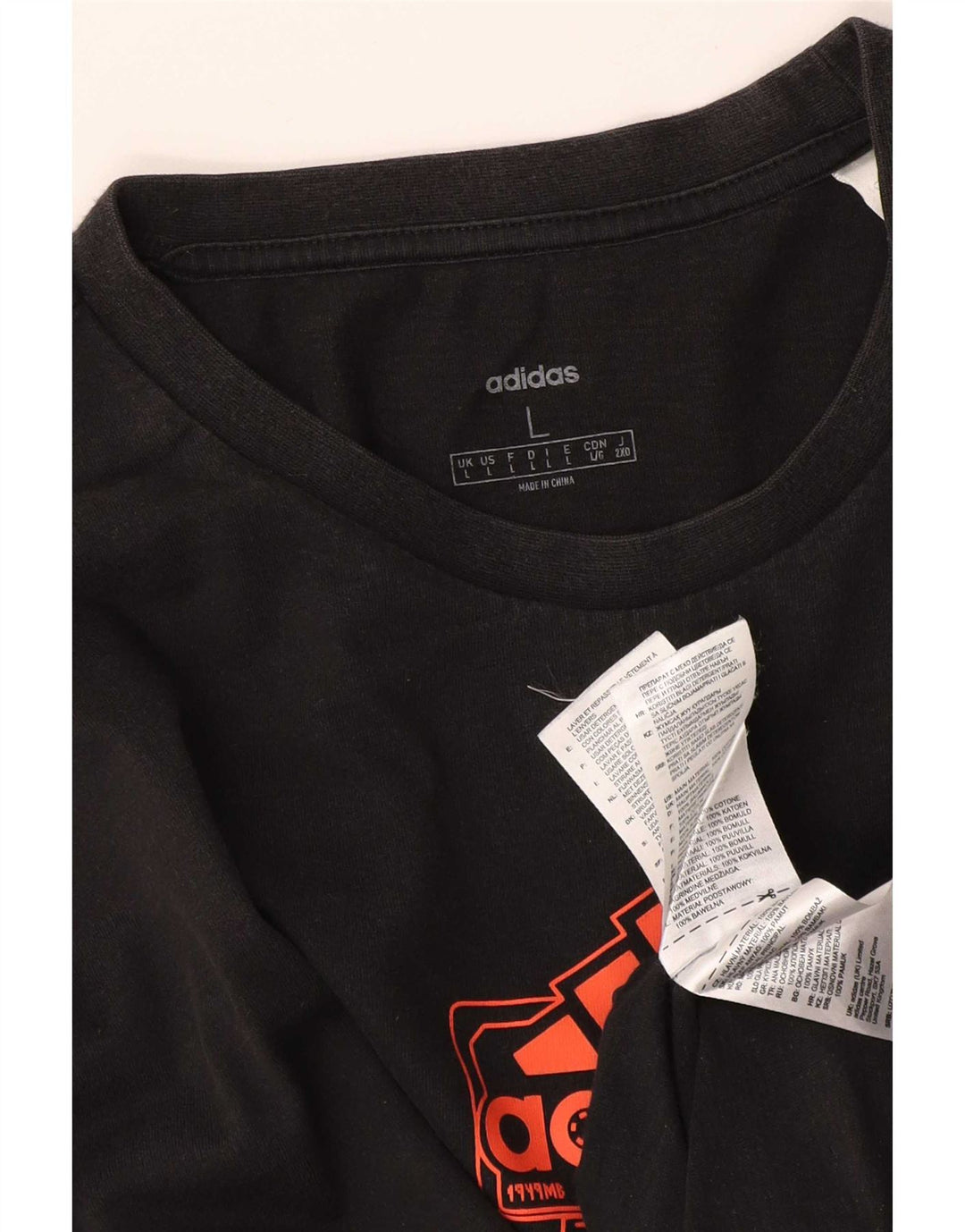 Adidas Mens Graphic Top Long Sleeve Large Black Cotton