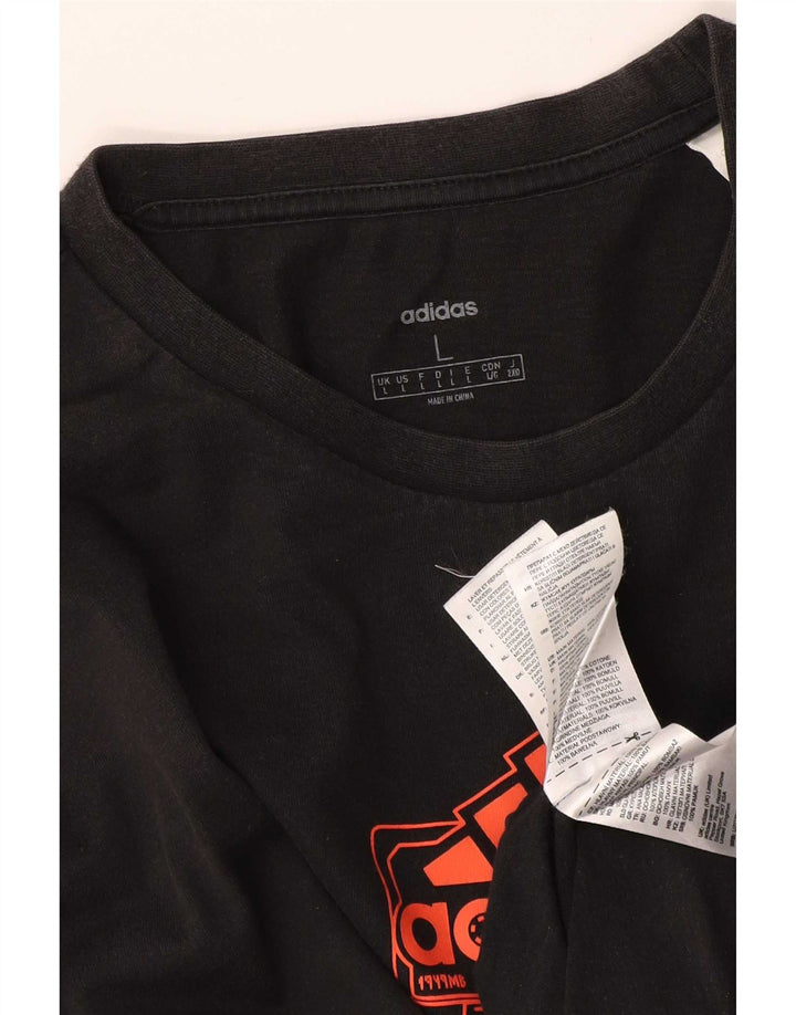 Adidas Mens Graphic Top Long Sleeve Large Black Cotton