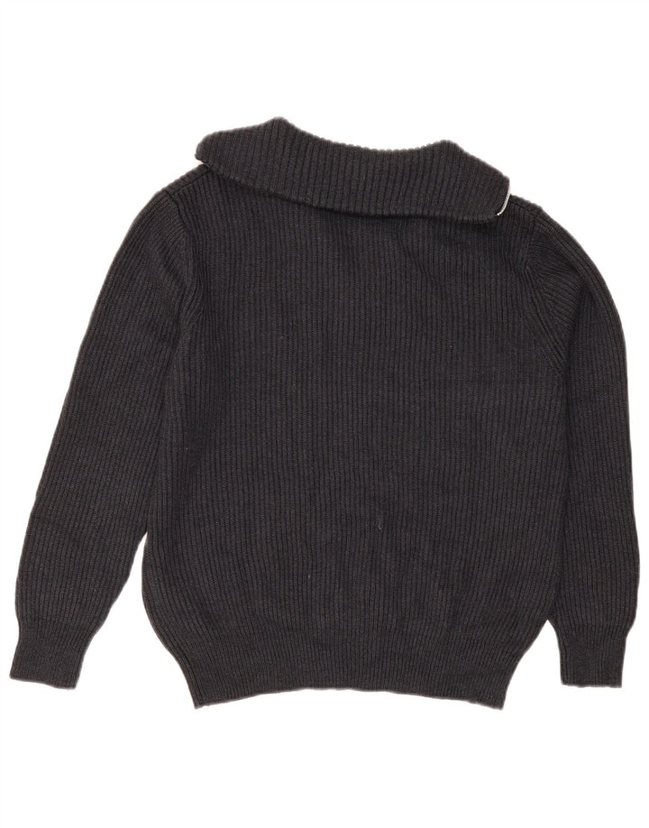 Zara Mens Zip Neck Jumper Sweater Small Grey Polyester