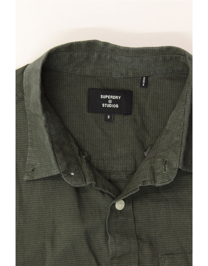 SUPERDRY Mens Shirt Small Khaki Check Cotton
