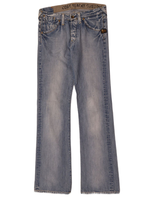 G-Star Mens Distressed Bootcut Jeans W32 L36 Blue Cotton