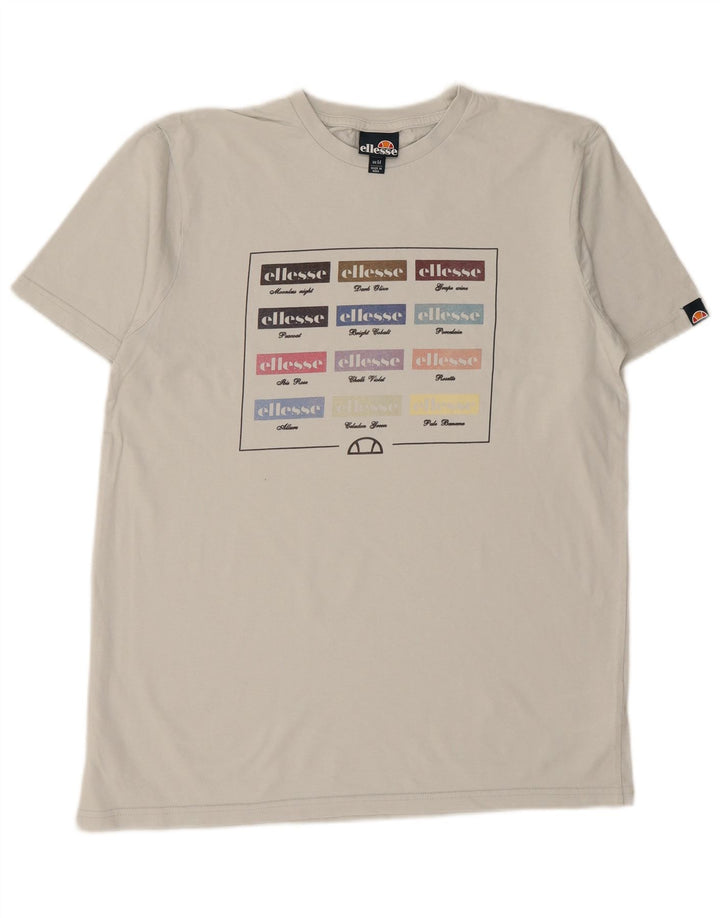 ELLESSE Mens Graphic T-Shirt Top Medium Grey Cotton