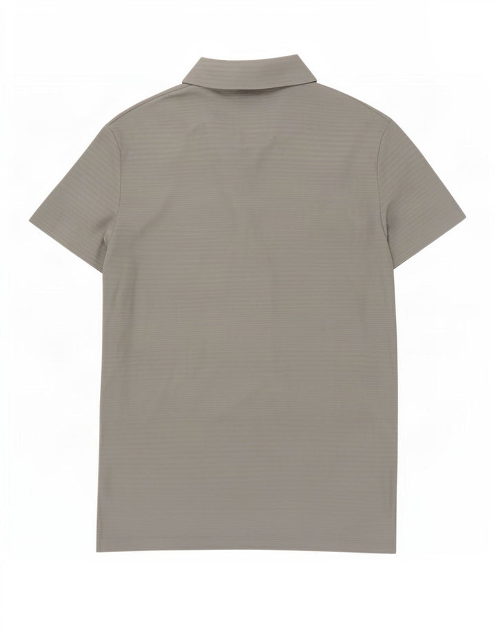 Camisa polo feminina Puma UK 16 grande poliéster listrado cinza