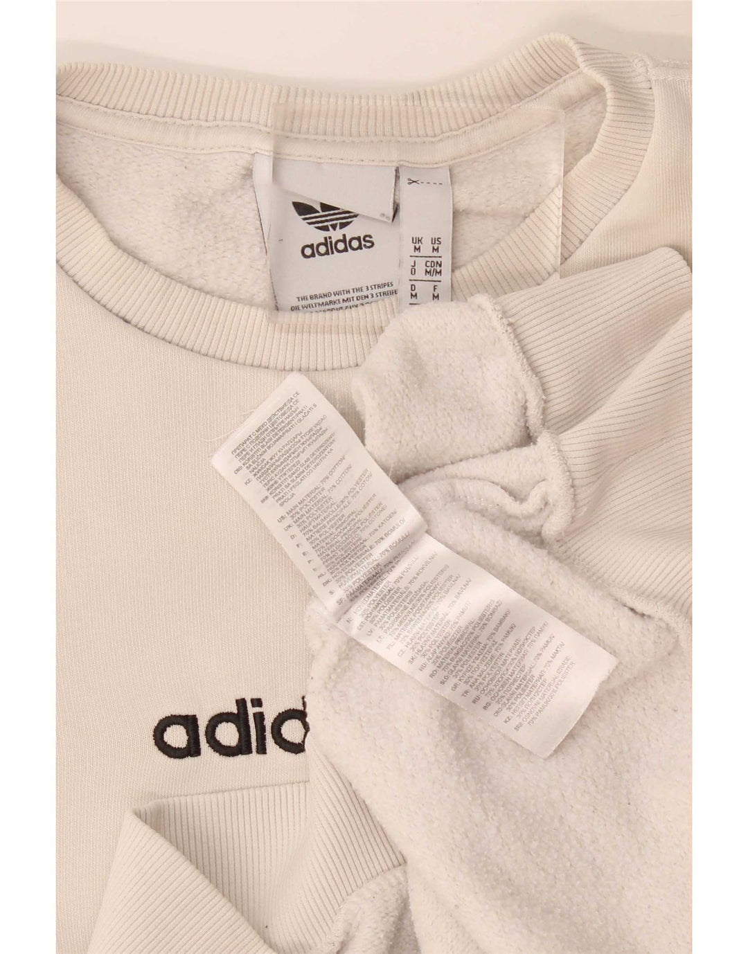 Adidas Mens Graphic Sweatshirt Jumper Medium Beige Cotton