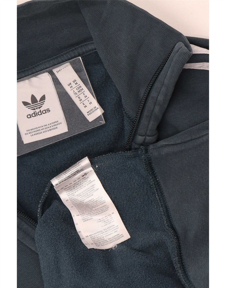 Adidas Herren-Sweatshirt mit Reißverschluss am Hals, mittelgraue Baumwolle