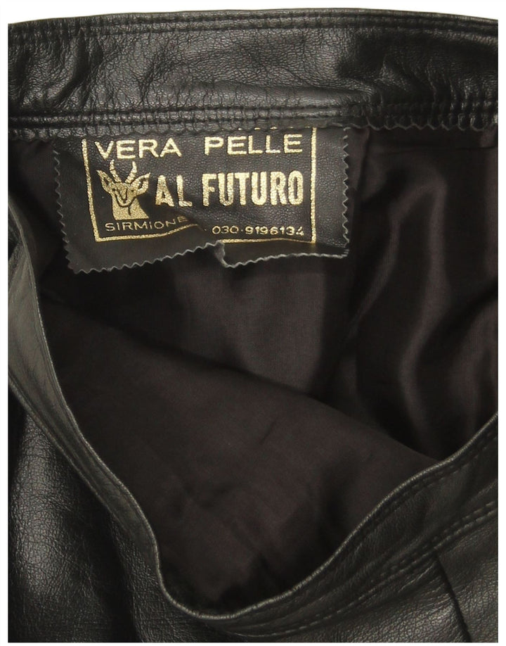 VINTAGE Womens Leather Skirt W30 Medium Black Leather