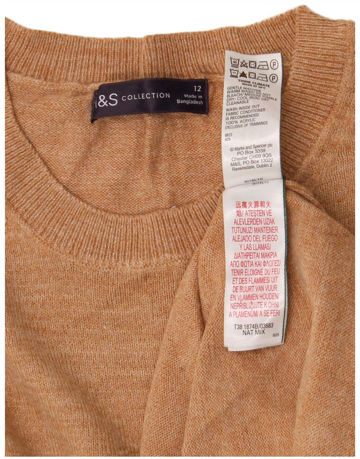 MARKS & SPENCER Womens Crew Neck Jumper Sweater UK 12 Medium Brown