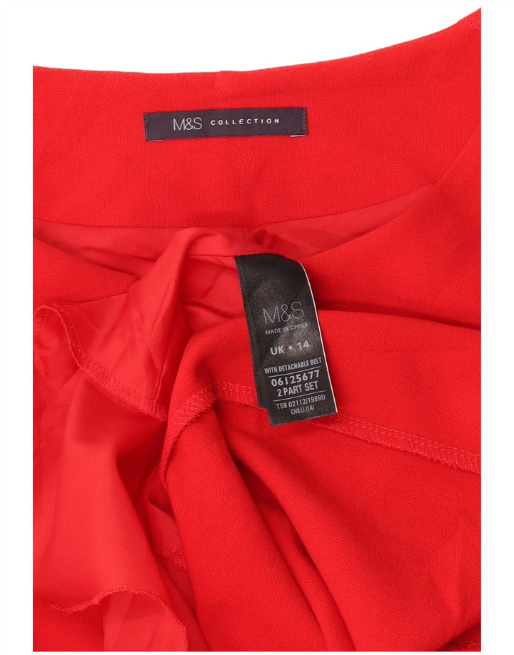 Marks & Spencer Damska sukienka płaszczowa UK 14, duża, czerwona, poliester