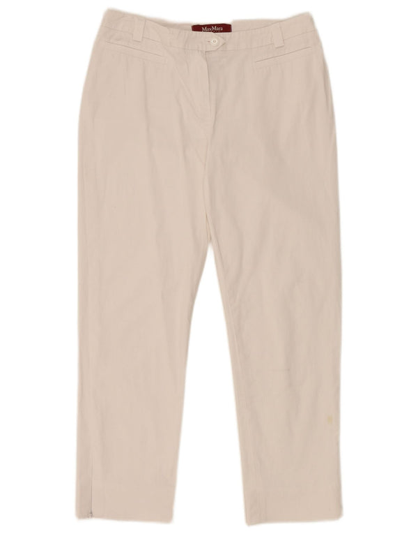 Max Mara Womens Cropped Trousers UK 10 Small W28 L23 White Bomuld