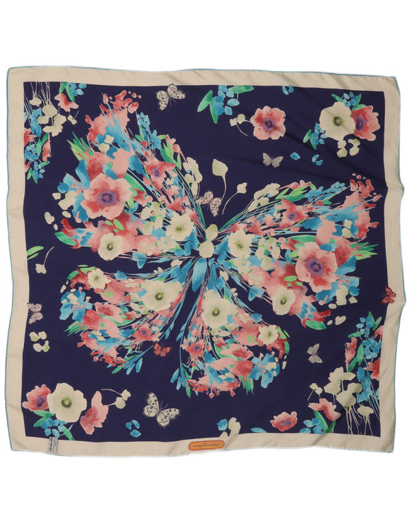 Salvatore Ferragamo Damen-Quadratschal, Einheitsgröße, Marineblau, Blumen-Schmetterling