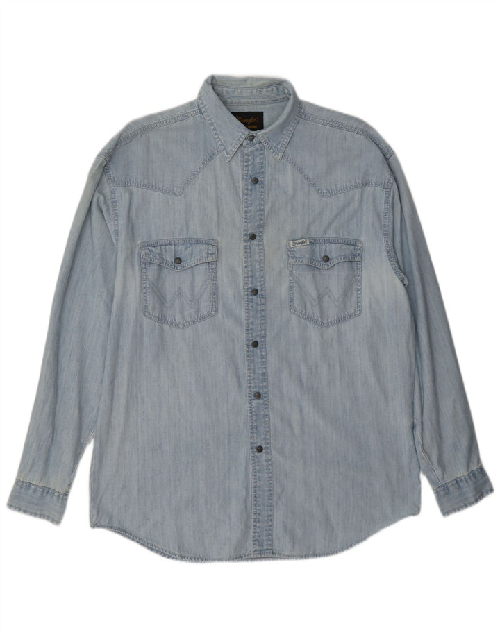 Camisa Vaquera Wrangler Hombre Algodón Azul Medio
