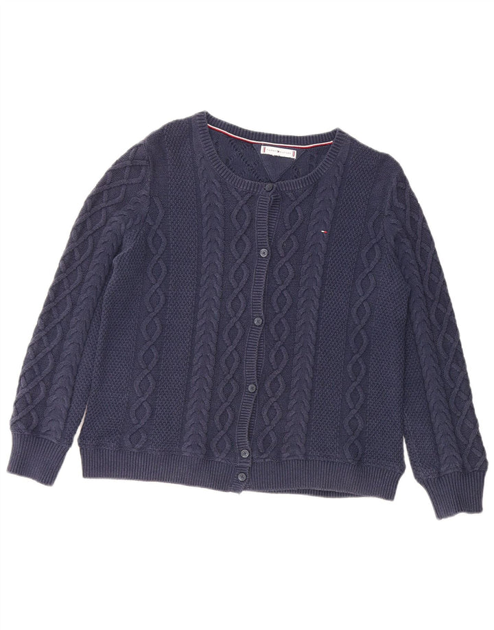 TOMMY HILFIGER Womens Cardigan Sweater UK 14 Medium Navy Blue